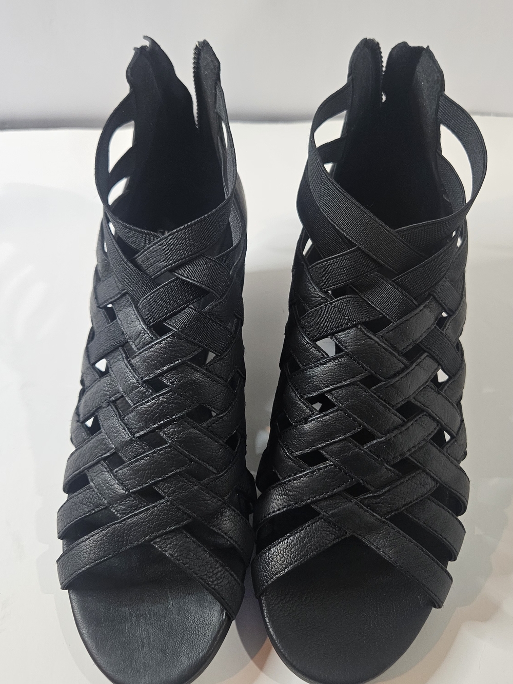 Eileen Fisher Black Woven Strappy Sandals